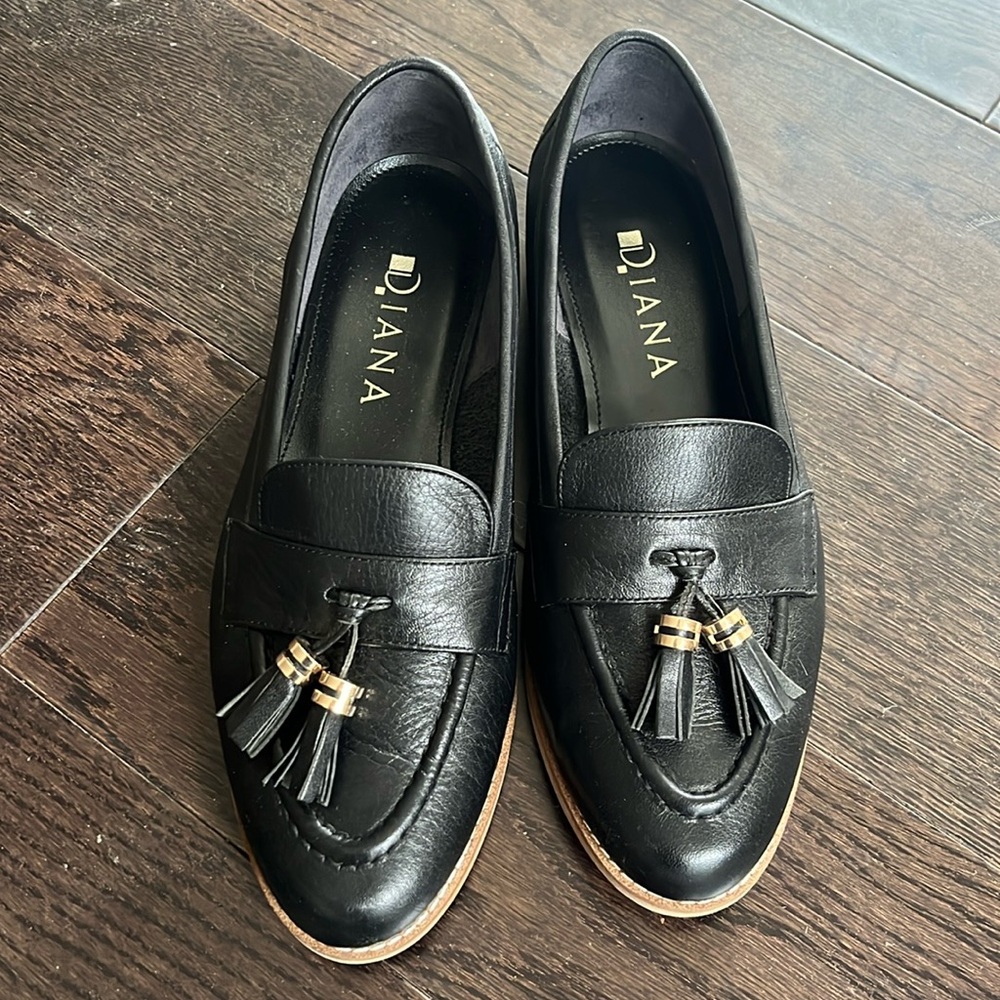 Black classic Leather Loafers for Women
